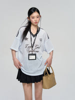 Textured Contrast Trim Sports T-shirt