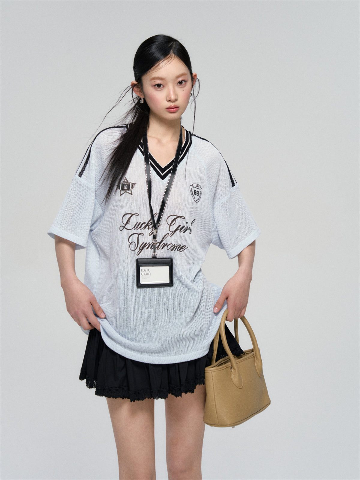 Textured Contrast Trim Sports T-shirt