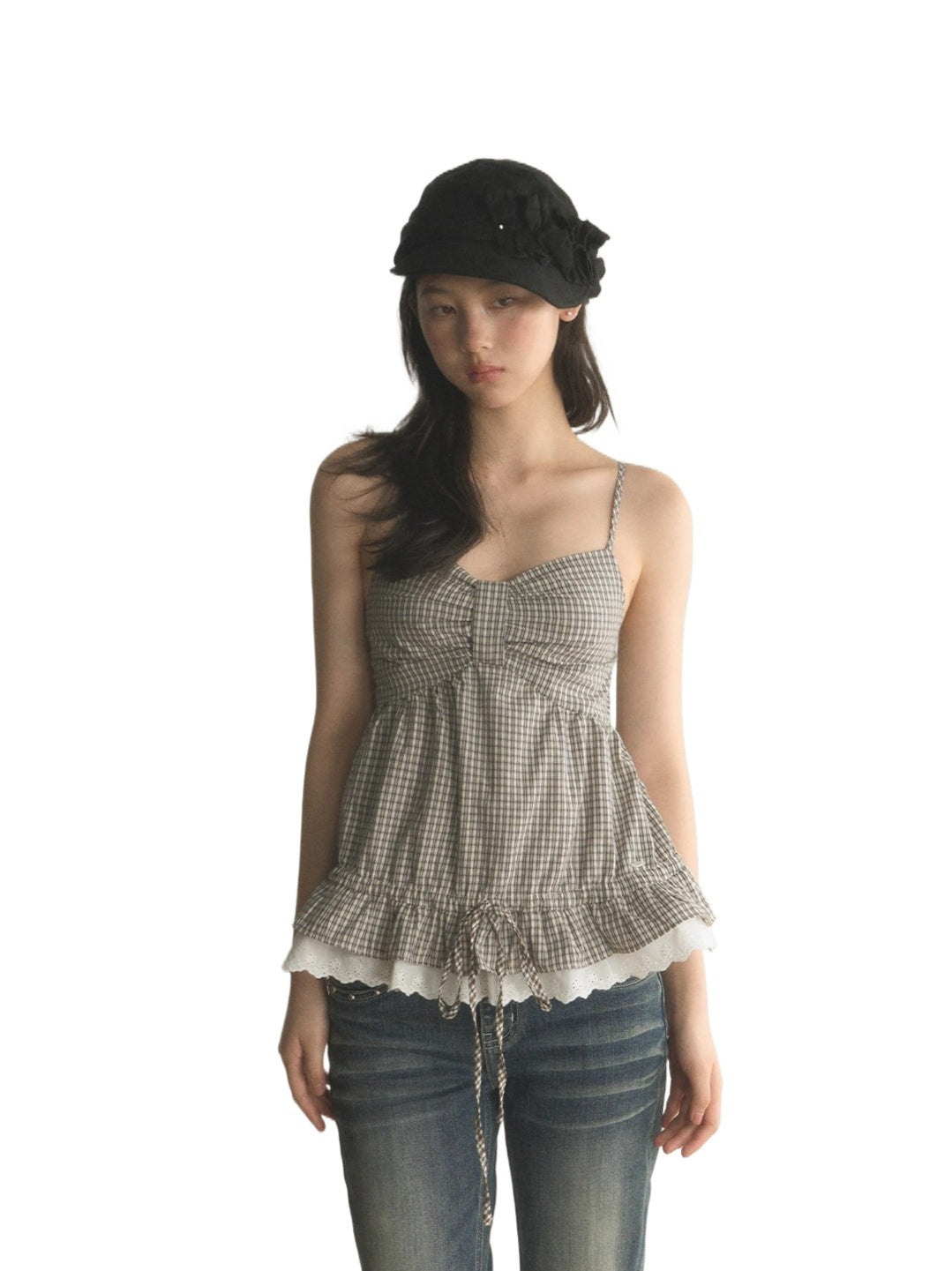 Plaid Ruffle Cami Top