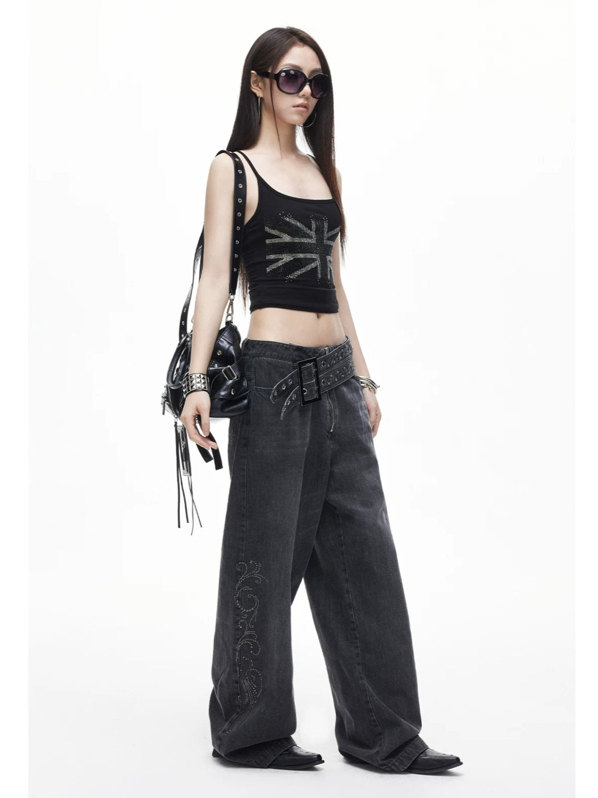 Cross Backless Rhinestone Tank Top