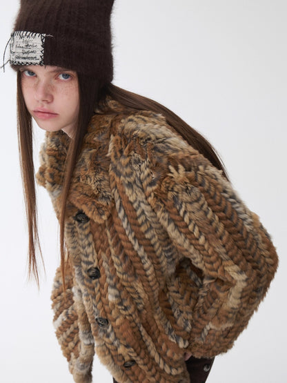 Rabbit Fur Woven Shirt Coat