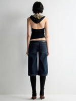 Ultra-Low Waist Straight-Leg Bermuda Jeans