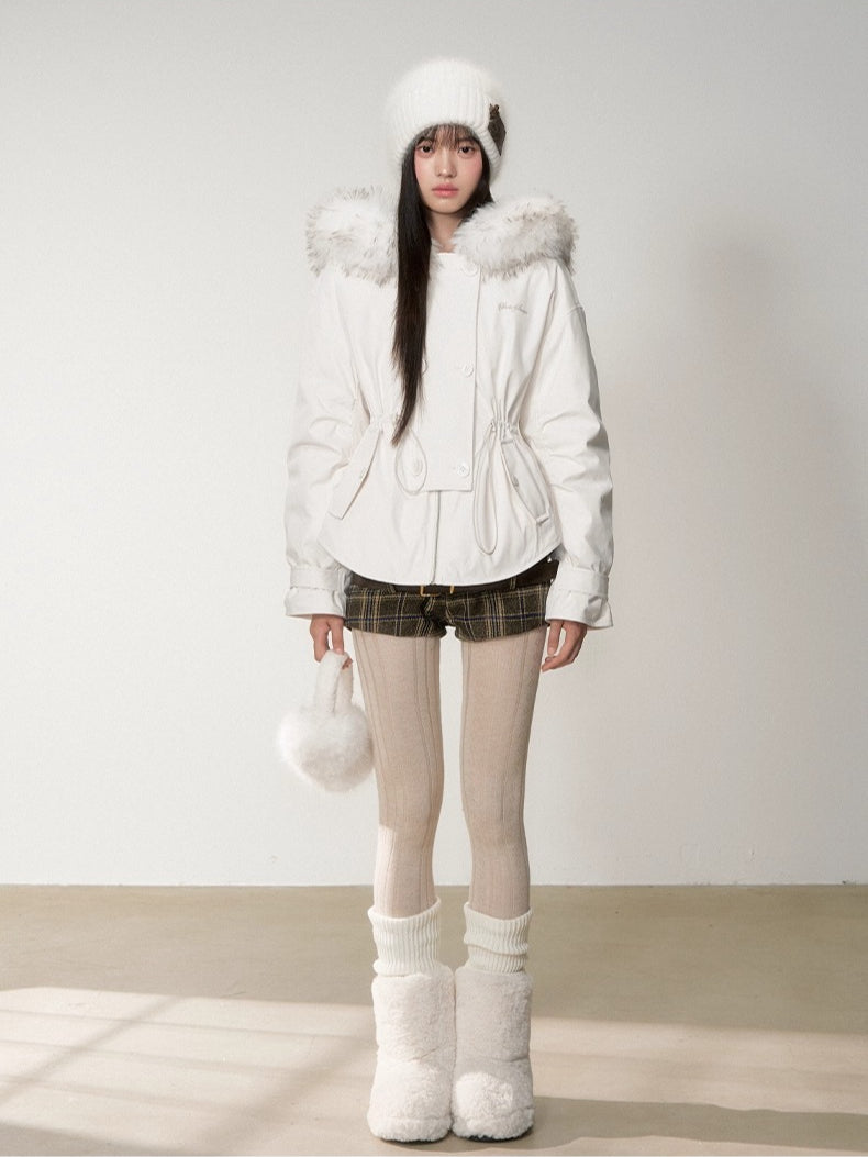 Faux Fur Collar Double-Breasted Down Parka
