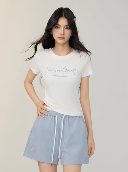 Lace-Trimmed and Tied Shorts