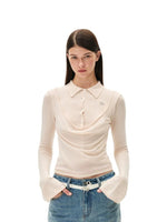 Acetate Wool Cowl Neck Top