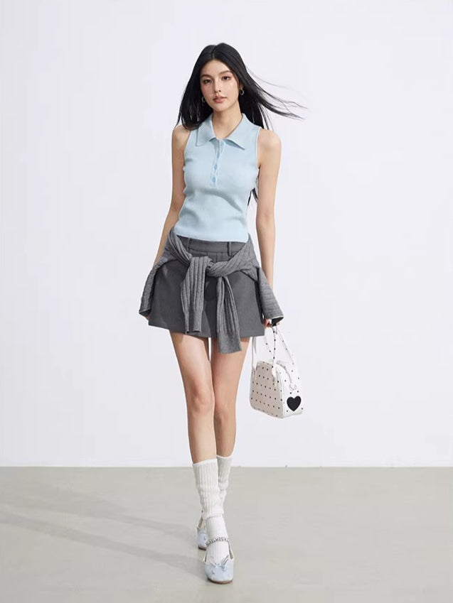 Contrast Polo Knit Set