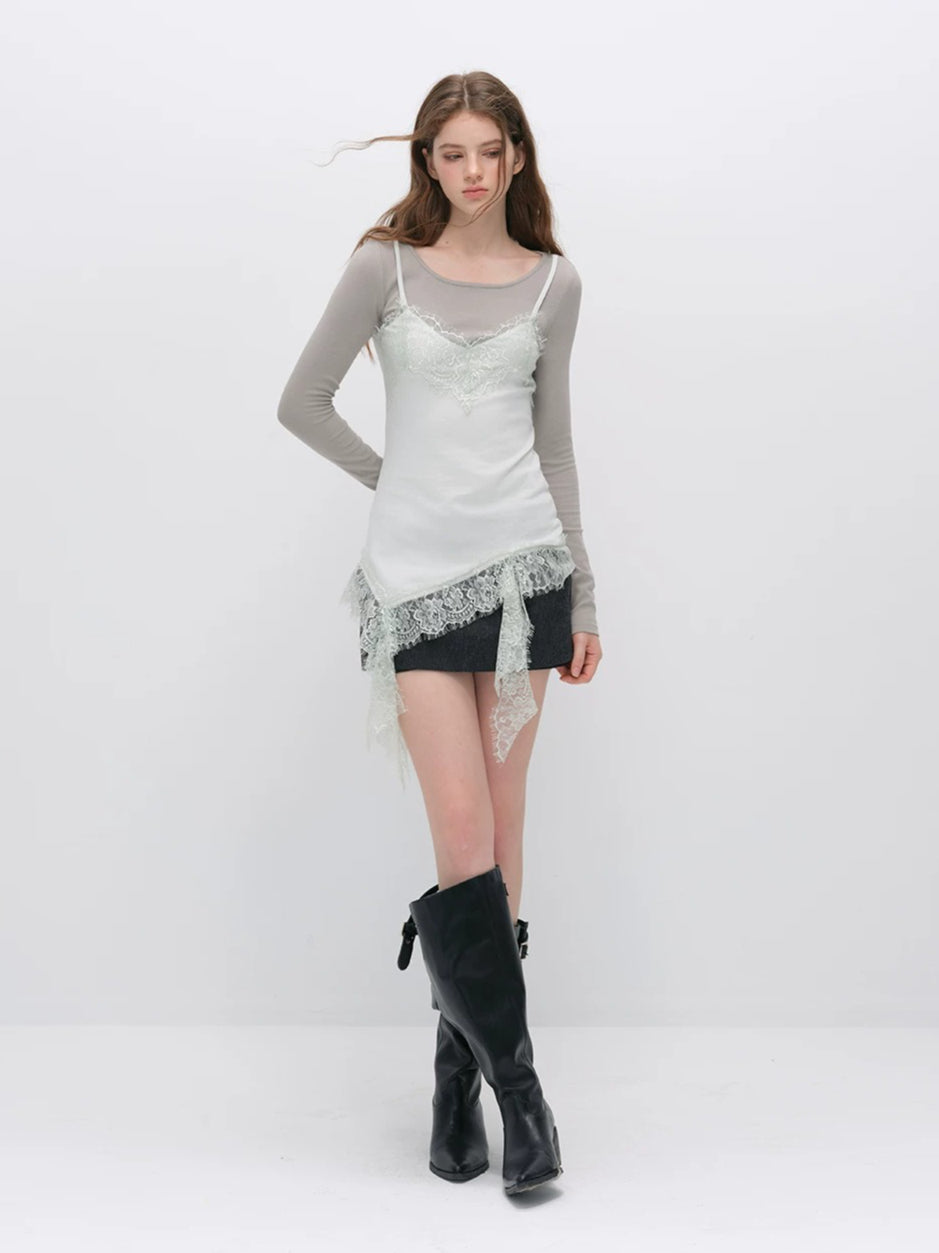 Irregular Lace Layered Top