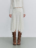 Apricot Lace Cardigan & Skirt Set