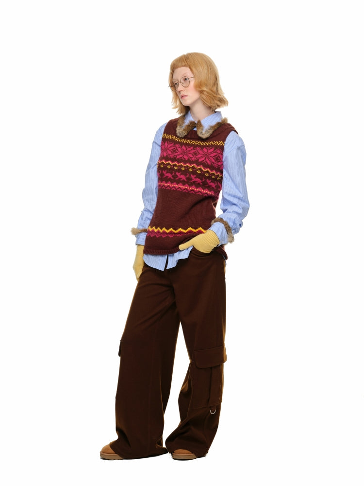 Vintage Jacquard Chunky Knit Vest