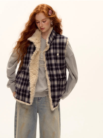 Reversible Check Fleece Vest