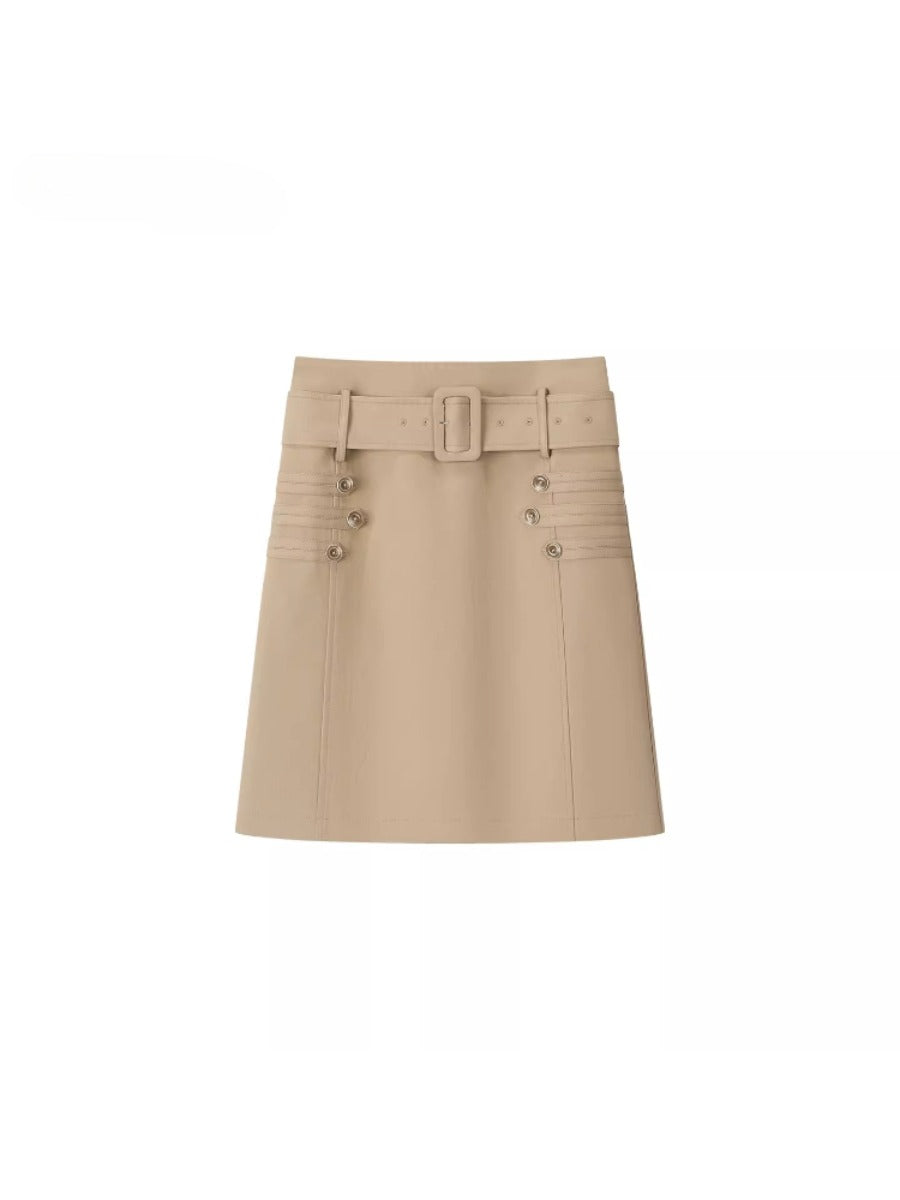 Belted A-Line Skirt