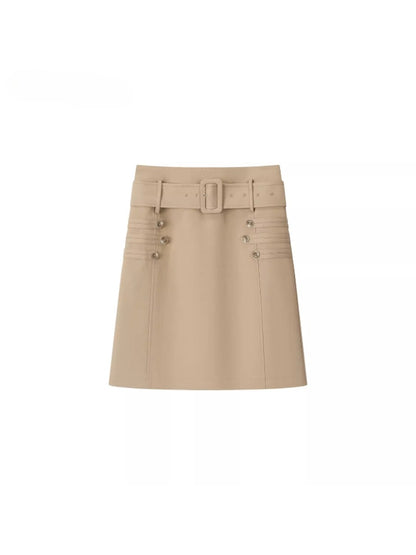 Belted A-Line Skirt