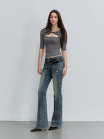 Double Waistband Flare Jeans