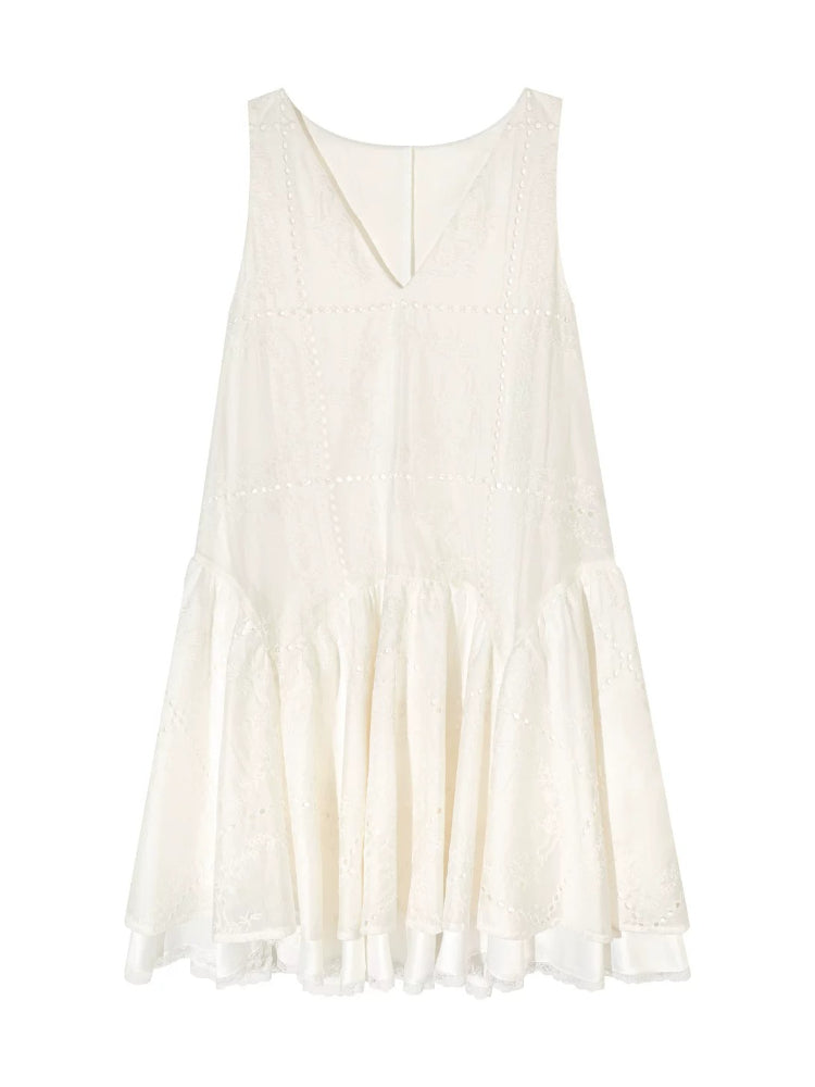 Embroidered Lace Midi Dress