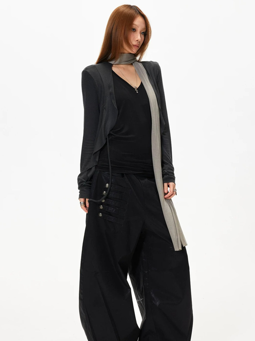 Button Wide Leg Pants