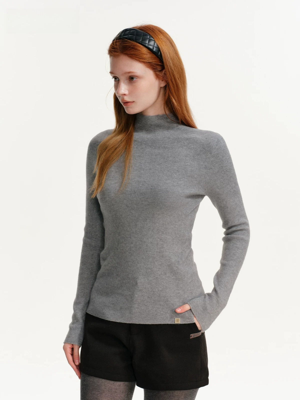 Seamless Wool Blend Mockneck Top