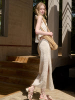 Embroidered Sequin Knit Top & Skirt Set
