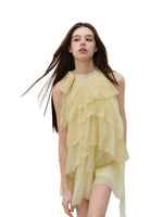 Yellow Tiered Halter Dress