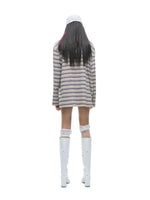 Contrast Stripe Polo Long Sleeve Shirt