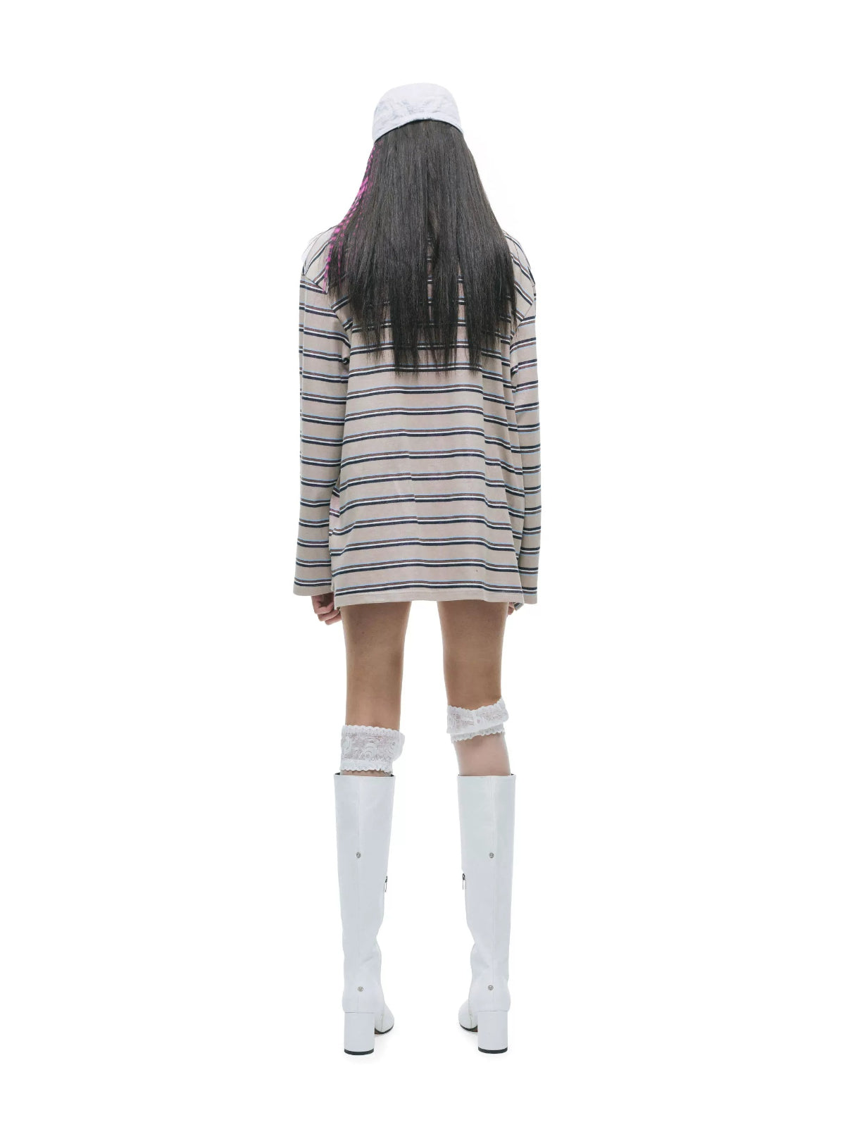 Contrast Stripe Polo Long Sleeve Shirt
