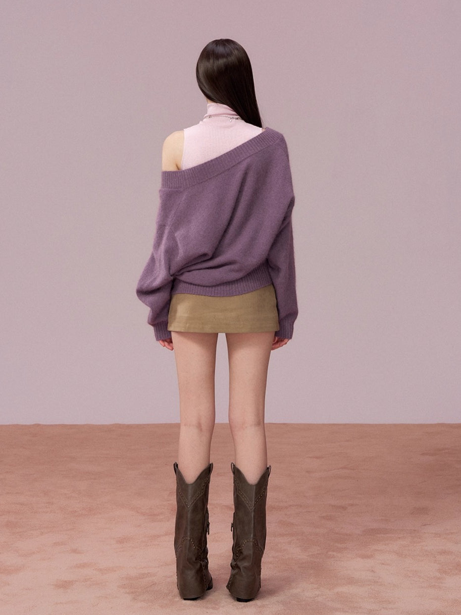 V-Neck Ribbed Knit Sweater