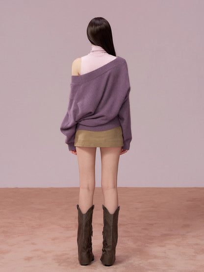 V-Neck Ribbed Knit Sweater