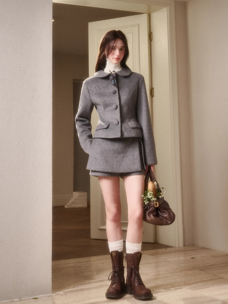Cosagach Woolen Chic Jacket & Shorts Set