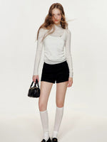 Wool Bow Turtleneck Top