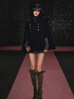 Napoleonic Double-Breasted Stand Collar Cape Coat