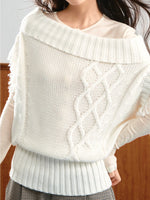 Asymmetric Cable Knit Sweater