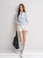 Polka Tie Drawstring Shirt