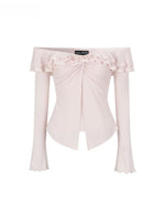 Pink Twist Off Shoulder Top