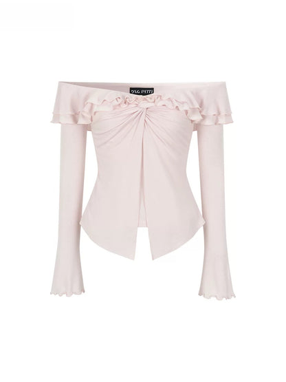 Pink Twist Off Shoulder Top