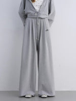 Polka Dot Vest Hooded Drawstring Sweatshirt Pants Set