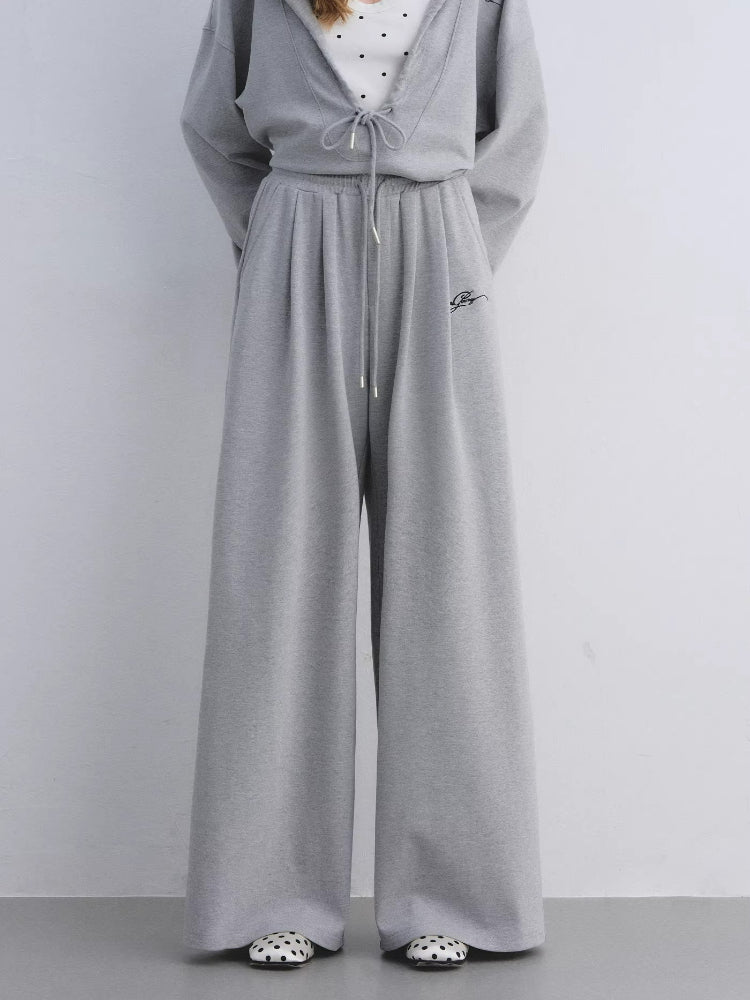 Polka Dot Vest Hooded Drawstring Sweatshirt Pants Set