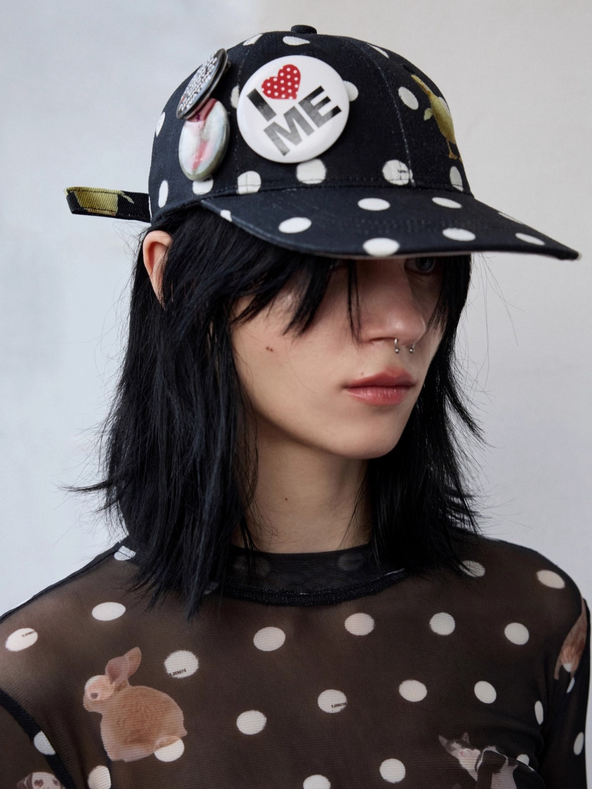 Badge Polka Dot Canvas Baseball Cap