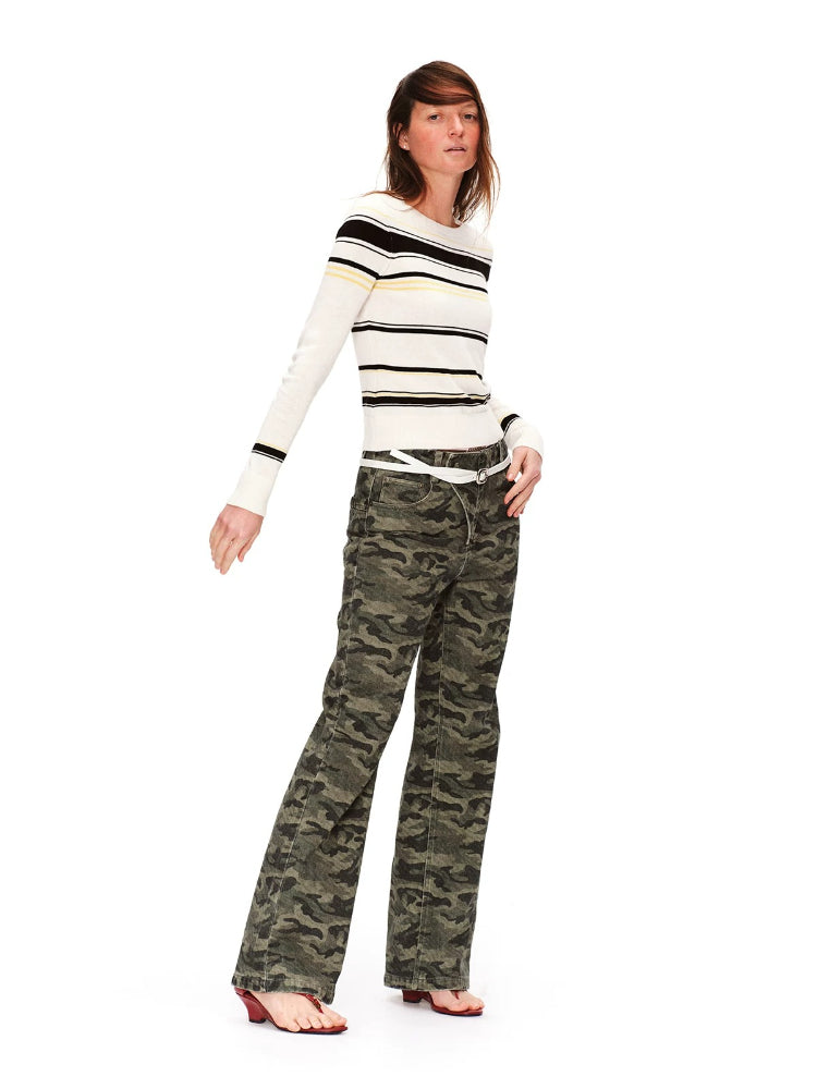 Camo Flared Wide Pants