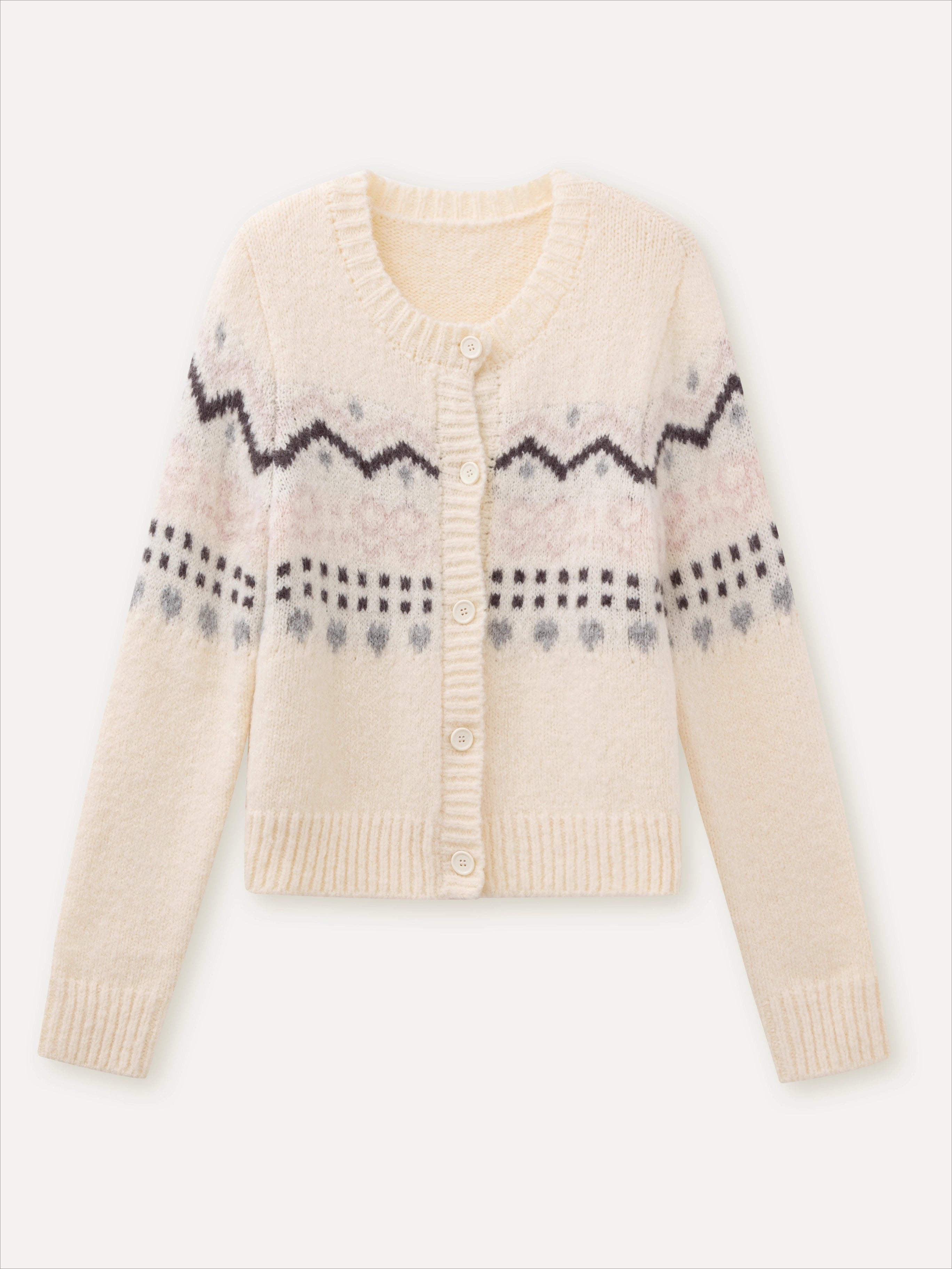 Fair Isle Knit Sweatshirt &amp; Shorts &amp; Scarf Set