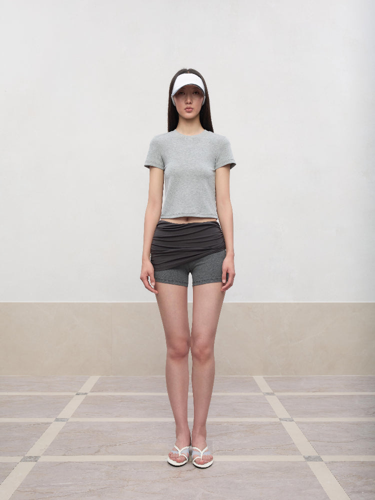 Regular-Shoulder Round Neck Short-Sleeve T-Shirt