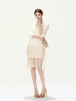 Lace Jacquard Midi Skirt