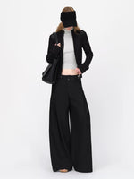 Black Cropped Knit Cardigan