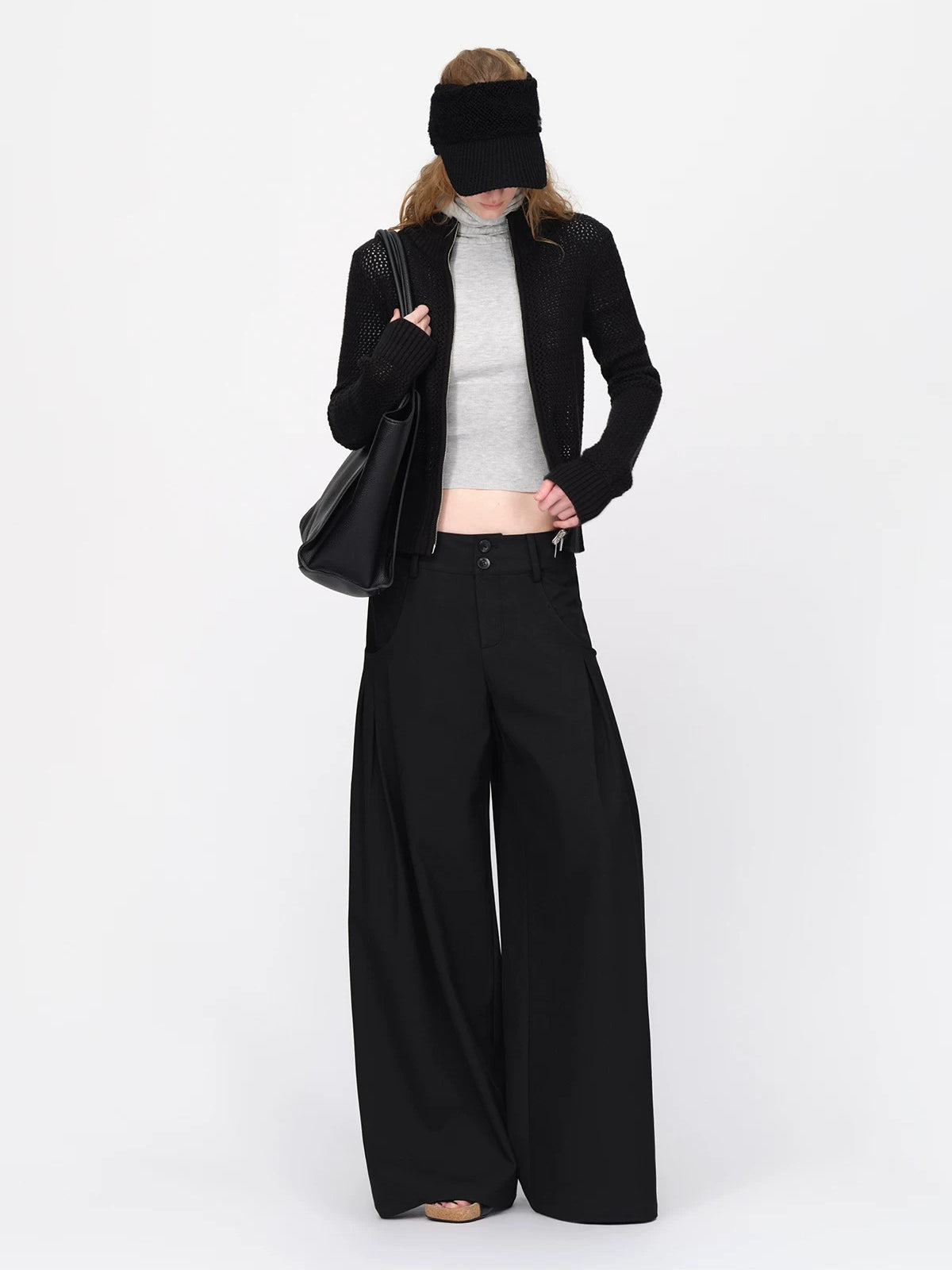 Black Cropped Knit Cardigan
