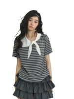 Tie Collar Stripe Tee
