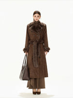 Brown Suede Belted Coat