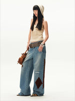 Contrast Patches Wide-Leg Pants