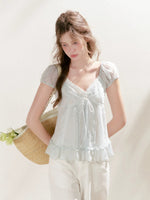 Pleated Lace Puff Tee