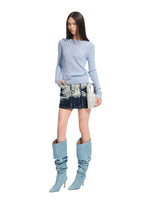 Black & Blue Cable-Knit Sweater