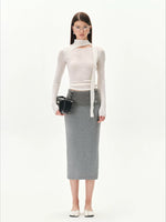 Double Veil Knit Midi Skirt