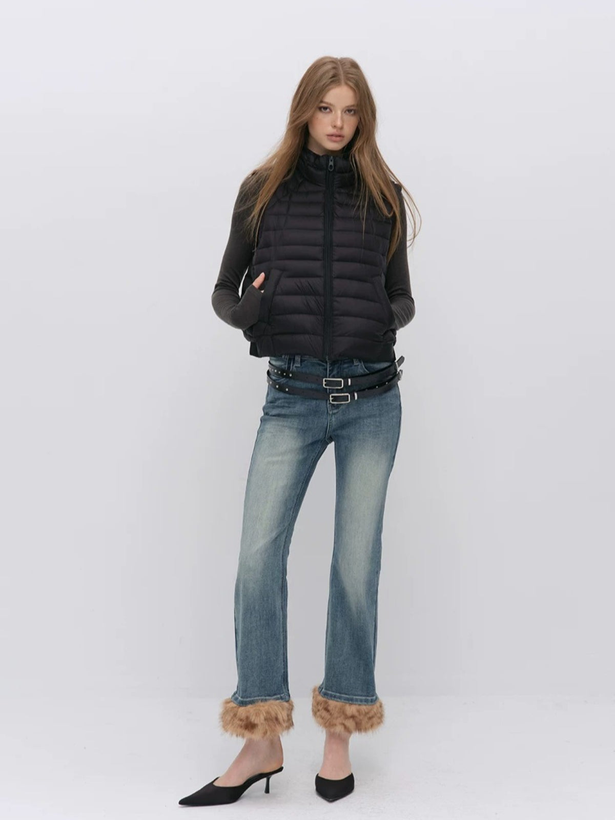 Contrast Quilted Down Vest