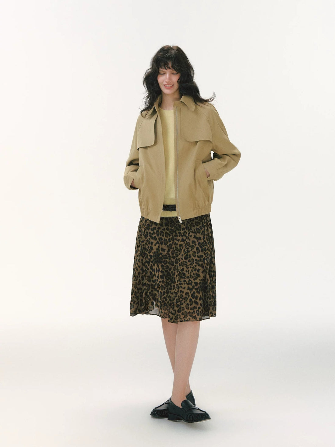 Pleated Collar Cropped Jacket